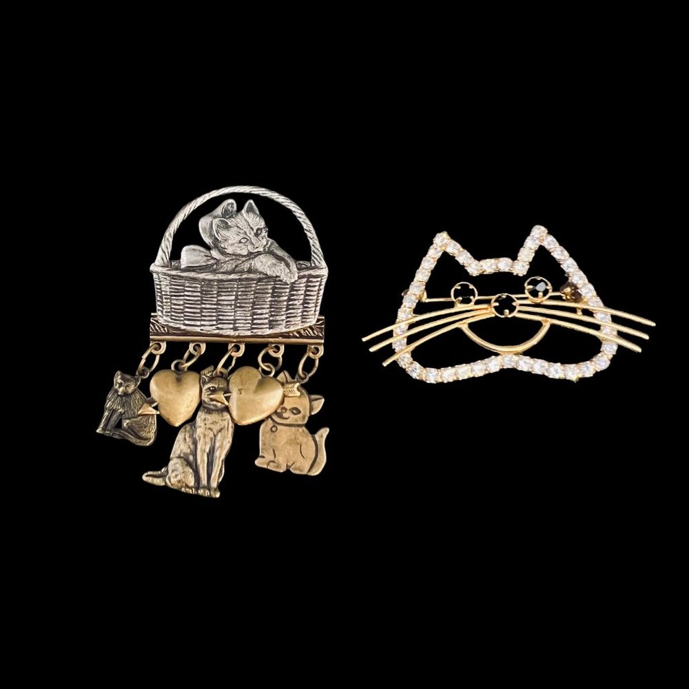 Pair of Metal Cat Pins (4757)